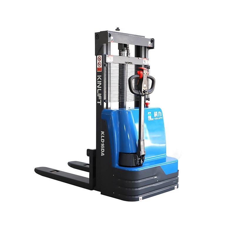 How does the electric walkie stacker improve the accuracy of warehousing operations?